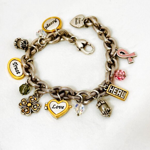 Brighton Breast Cancer Power of Pink Charm Bracelet/Locket - Retired - Picture 5 of 8